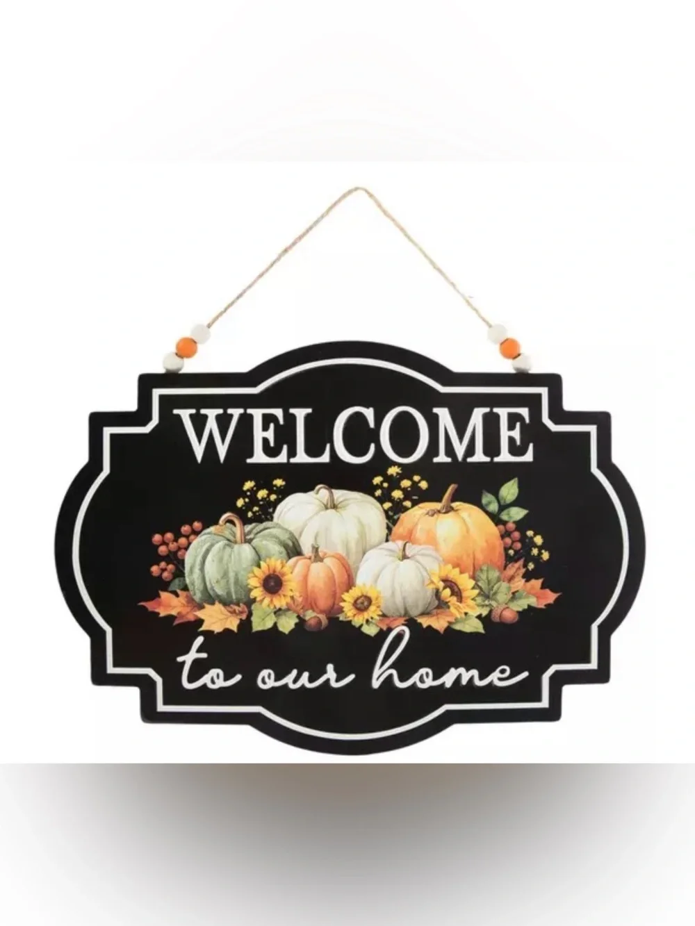 Welcome to Our Home Pumpkin Sign - Fall Door Hanger